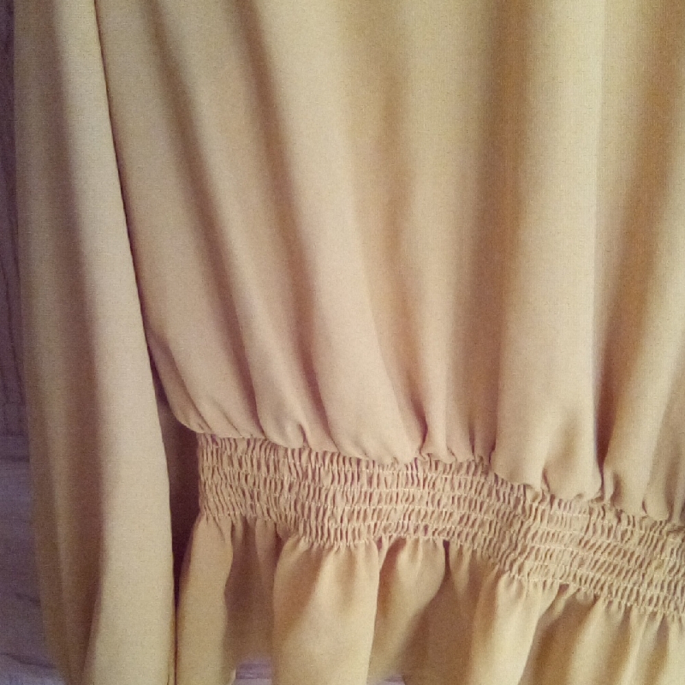 Women's Mustard Ruffle Neck Blouse - Picture 3 of 14